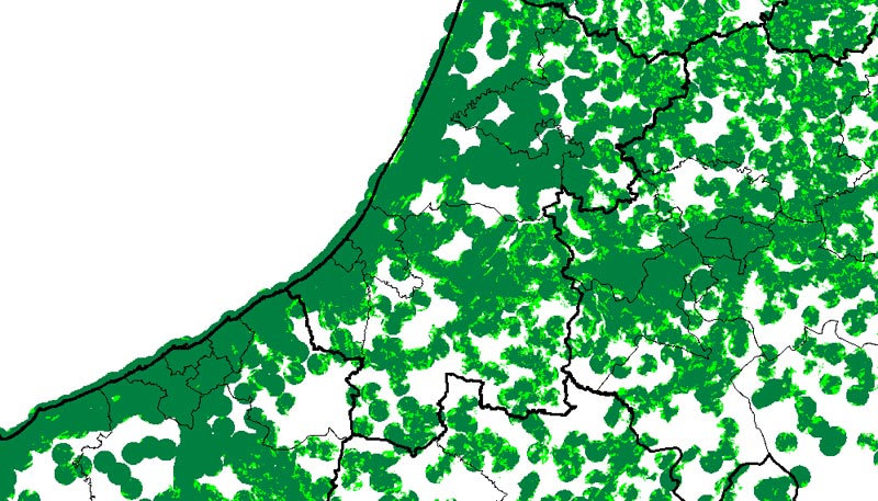 Simulation d’une couverture 4G obtenue par le biais d’un outil d’analyse au Maroc.